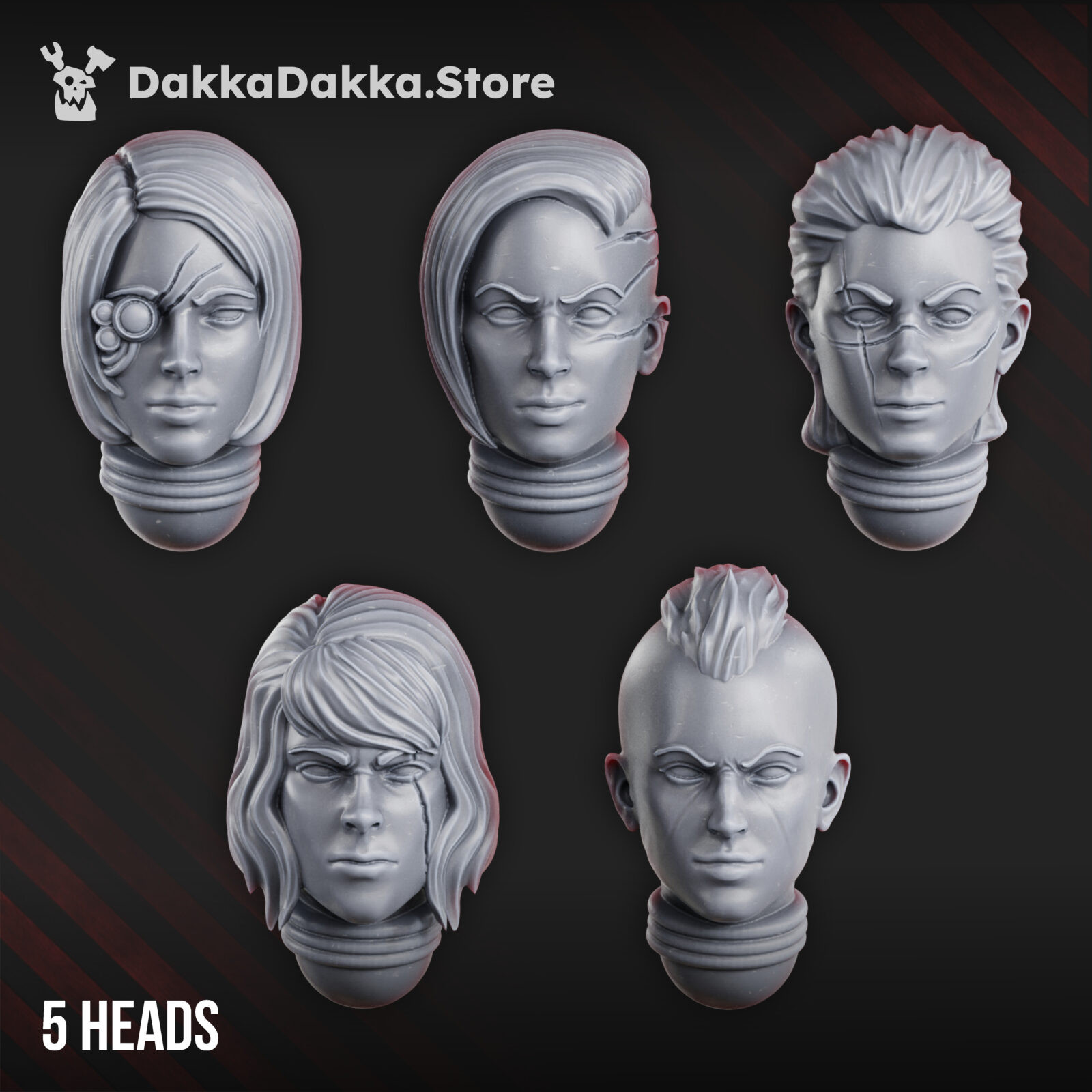 War Sisters Head Bits Ebony Grail Set x5